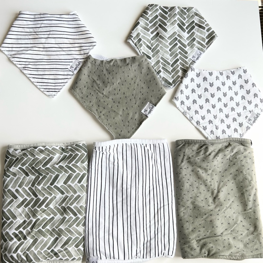 Copper Pearl Bandana Bibs and burp cloths